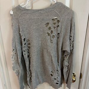 R13 grey sweatshirt distressed with zipper details